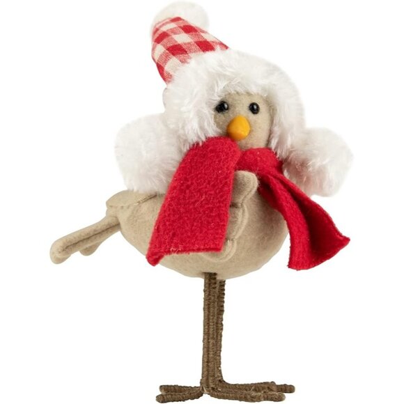 Northlight NEW  Standing Christmas Holiday Beige Bird with Red Scarf - Picture 1 of 4